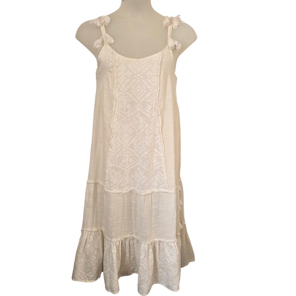 Z&L Made With Love Med White Cotton gauze Tassel Maxi Dress Boho Peasant Indie - Picture 2 of 13